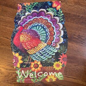 Evergreen‎ Fancy Folk Turkey Thanksgiving “Welcome” garden flag